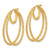 Image of 29.6mm 14K Yellow Gold Polished and Textured Double Circle Hoop Earrings TF2267