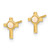 Image of 7.9mm 14K Yellow Gold Created Opal Cross Post Earrings