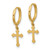 Image of 22.7mm 14K Yellow Gold Hinged Dangle Cross Hoop Earrings