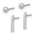 Image of 14K White Gold Polished 3mm Ball and Bar Earrings Set