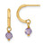Image of 17.7mm 14k Yellow Gold Round Purple CZ Dangle C-Hoop Earrings