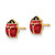 Image of 6.75mm 14K Yellow Gold Polished Enameled Medium Ladybug Post Earrings