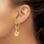 Image of 29mm 14K Yellow Gold Satin & Diamond-Cut Plumeria Dangle Leverback Earrings