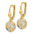 Image of 24mm 14K Yellow Gold and Rhodium Polished Diamond-cut Dangle Leverback Earrings