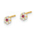 Image of 6mm 14K Yellow Gold Polished Set of Ball Post CZ Flowers and Cross 3 Pair Earrings Set