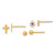 Image of 6mm 14K Yellow Gold Polished Set of Ball Post CZ Flowers and Cross 3 Pair Earrings Set