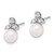 Image of 11.1mm 14K White Gold 5-6mm Round White Freshwater Cultured Pearl .06ctw Diamond Post Earrings