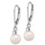 Image of 7.5mm 14K White Gold 7-8mm White Freshwater Cultured Pearl and .10ctw Diamond Dangle Earrings