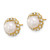 Image of 9mm 14K Yellow Gold 7-8mm Button Freshwater Cultured Pearl and .28ctw Diamond Post Earrings