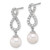 Image of 26mm 14K White Gold 7-8mm White Cultured Akoya Pearl and .40ctw Diamond Infinity Post Earrings
