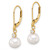 Image of 7.5mm 14K Yellow Gold 7-8mm Round White Freshwater Cultured Pearl and .10ctw Diamond Leverback Earrings