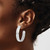 Image of Sterling Silver Rhodium-plated Polished and Textured Hoop Earrings QE17016