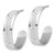 Image of Sterling Silver Rhodium-plated Polished and Textured Hoop Earrings QE17017