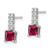 Image of 14.04mm Sterling Silver Rhodium-plated Created Ruby and CZ Post Dangle Earrings QE15755