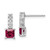 Image of 14.04mm Sterling Silver Rhodium-plated Created Ruby and CZ Post Dangle Earrings QE15755