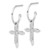 Image of Sterling Silver CZ Cross Dangle Post Hoop Earrings