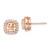 Image of 9.9mm Sterling Silver Pink Square Peach CZ Halo Post Earrings