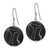 Image of 41mm Sterling Silver Polished Black Agate Disc Dangle Earrings