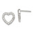 12mm Sterling Silver Rhodium-plated CZ Open Heart Post Earrings