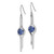 Image of 47.47mm Sterling Silver Rhodium-plated Blue and Clear CZ Dangle Earrings