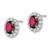 Image of 11.08mm Sterling Silver Rhodium-plated Red & White CZ Oval Post Earrings
