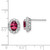 Image of 11.08mm Sterling Silver Rhodium-plated Red & White CZ Oval Post Earrings