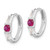 Image of 16.5mm Sterling Silver Rhodium-plated Red/White CZ Hinged Hoop Earrings