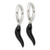 Image of 26mm Sterling Silver E-Coating Black Enamel Italian Horn Dangle Earrings