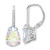28.5mm Sterling Silver Rhodium-plated Pear Iridescent CZ Leverback Earrings