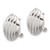 Image of 15.7mm Sterling Silver Polished and Striped Texture Oval Omega Back Earrings