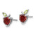 Image of Sterling Silver Rhodium-plated Garnet and Peridot Apple Post Earrings