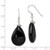 Image of 42mm Sterling Silver Polished & Beaded Black Agate Teardrop Dangle Earrings