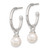 Image of 33mm Sterling Silver Polished Dangling 8mm Glass Pearl Post C-Hoop Earrings