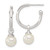 Image of 33mm Sterling Silver Polished Dangling 8mm Glass Pearl Post C-Hoop Earrings