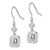 32mm Sterling Silver Rhodium-plated Polished Square CZ Halo Dangle Earrings