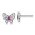 Image of 9mm Sterling Silver Rhodium-plated Pink and White CZ Butterfly Post Earrings