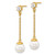 Image of 38.8mm Sterling Silver Gold-tone Polished CZ and Imitation Pearl Dangle Earrings