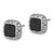 Image of 11.65mm Sterling Silver Rhodium-plated Polished Black Spinel Square Post Earrings