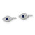 Image of 3.9mm Sterling Silver Rhodium-plated Polished Blue & White CZ Eye Post Earrings