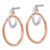 Image of 27.85mm Sterling Silver Rhodium-plated Rose Gold-plated Oval Dangle Hoop Earrings