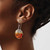 Image of 50mm Sterling Silver Polished Orange/Black Mother of Pearl Disc Dangle Earrings