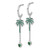 Image of 46mm Sterling Silver Rhodium-plated Green CZ Palm Tree Heart Post Hoop Earrings