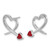 Image of 14.5mm Sterling Silver Rhodium-plated Polished Red Resin Open Heart Post Earrings