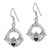37.25mm Sterling Silver Rhodium-plated Polished Black Onyx Claddagh Dangle Earrings