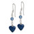 Image of 37mm Sterling Silver Polished & Antiqued Blue Agate & Lapis Heart Dangle Earrings