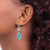 Image of 40.1mm Sterling Silver Polished Simulated Turquoise Floral Teardrop Dangle Earrings
