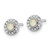 6.45mm Sterling Silver Rhodium-plated Polished Created Opal & CZ Halo Post Earrings