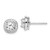 Image of 10.54mm Sterling Silver Rhodium-plated Polished & Textured 6mm CZ Halo Post Earrings