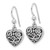 Image of 26.6mm Sterling Silver Rhodium-plated Antiqued Pink CZ Filigree Heart Dangle Earrings