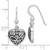 Image of 26.6mm Sterling Silver Rhodium-plated Antiqued Pink CZ Filigree Heart Dangle Earrings